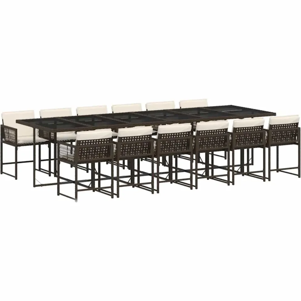 vidaXL 13-delige Tuinset met kussens poly rattan bruin, foto 3