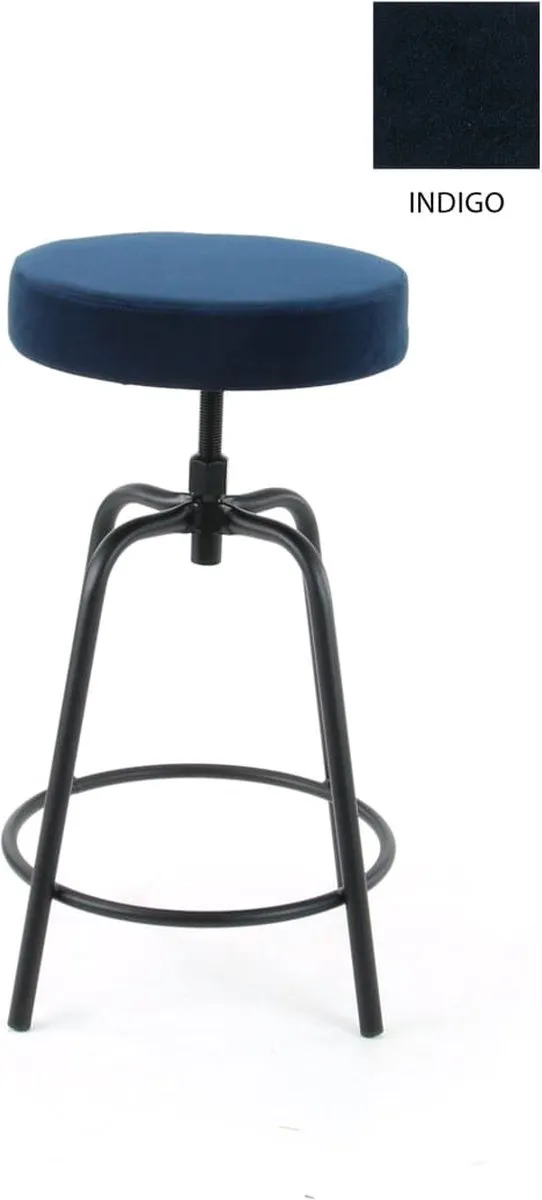 Workliving Barkruk Laag Rond - Velvet Indigo - 60-68 CM Laag - Velvet Earth Indigo