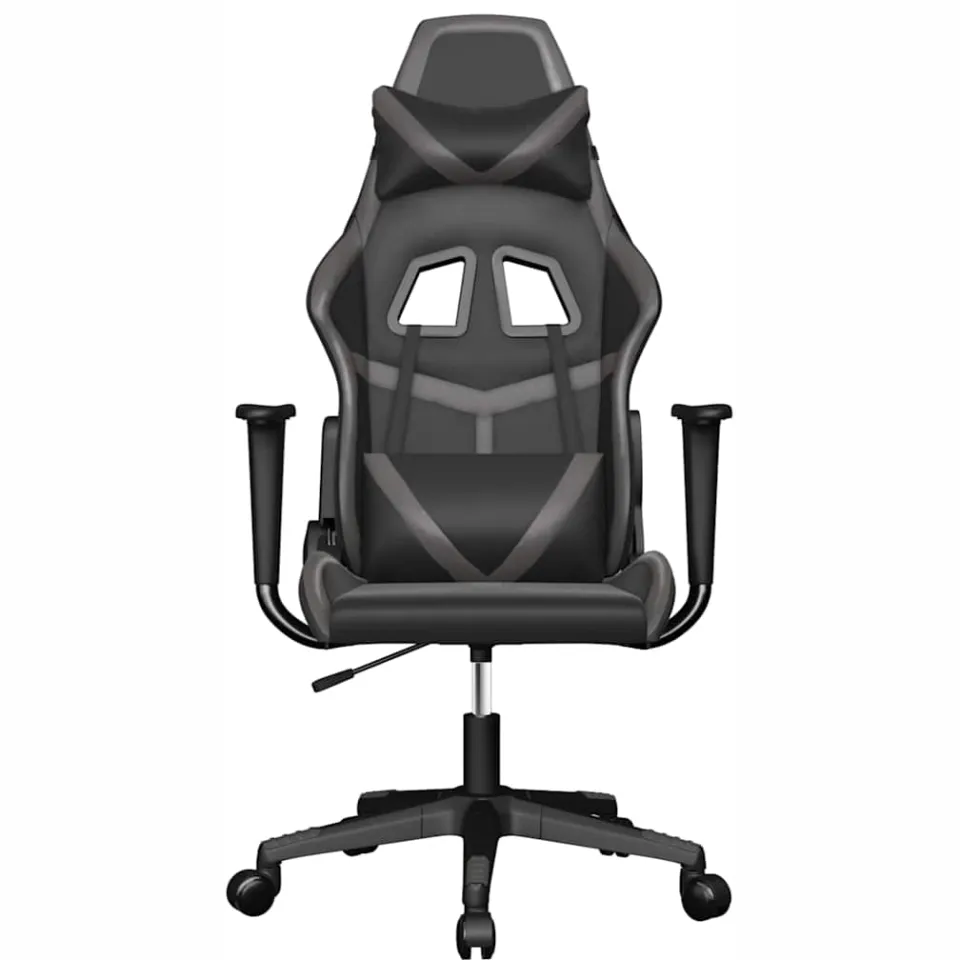 vidaXL Massage gamestoel kunstleer zwart en grijs