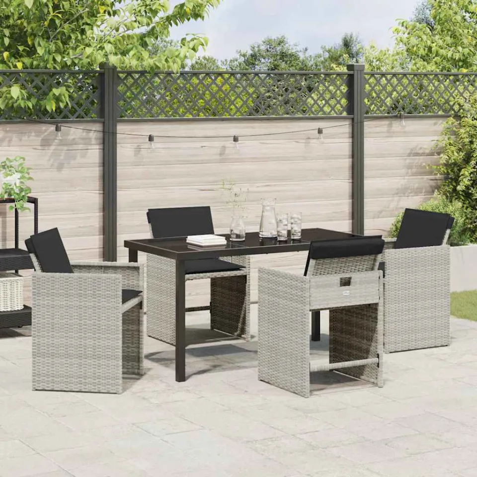 vidaXL Tuin eettafelset 5 st Lichtgrijs poly rattan, foto 3