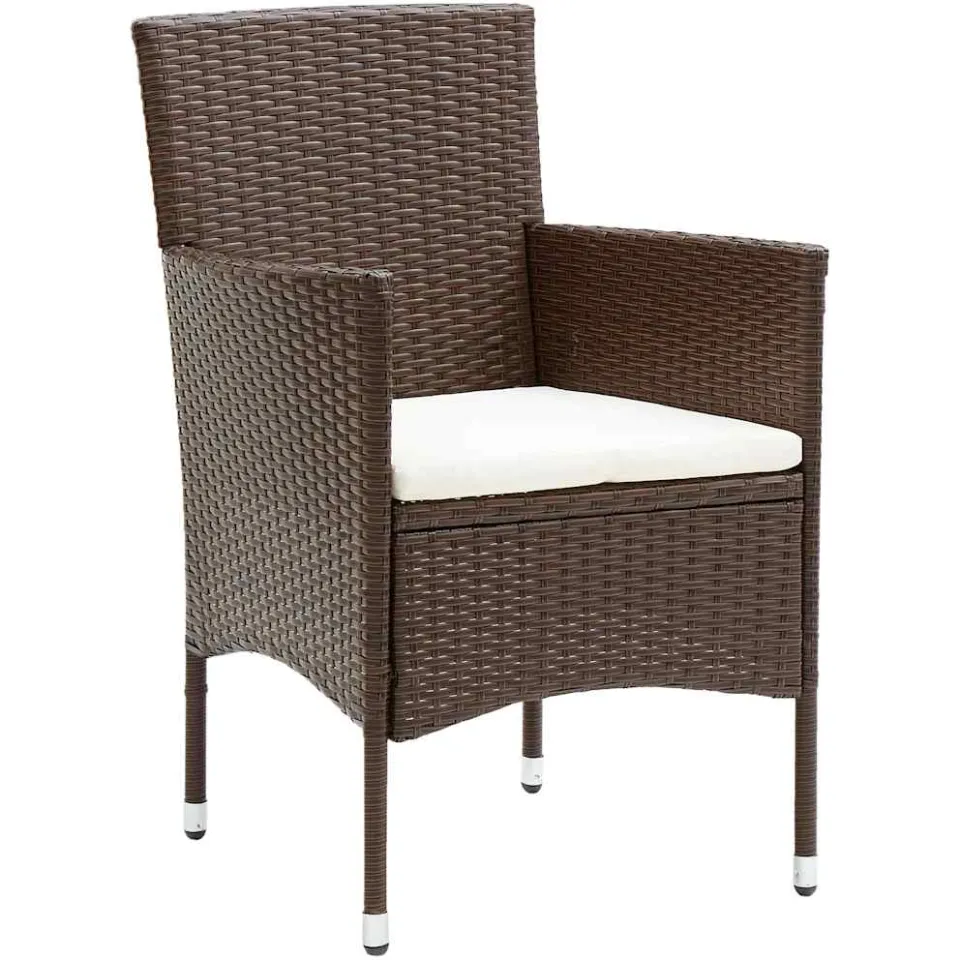 vidaXL 5-delige Tuinset poly rattan bruin