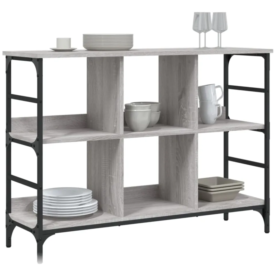 vidaXL Dressoir 102x32x73,5 cm bewerkt hout grijs sonoma eikenkleurig, foto 3