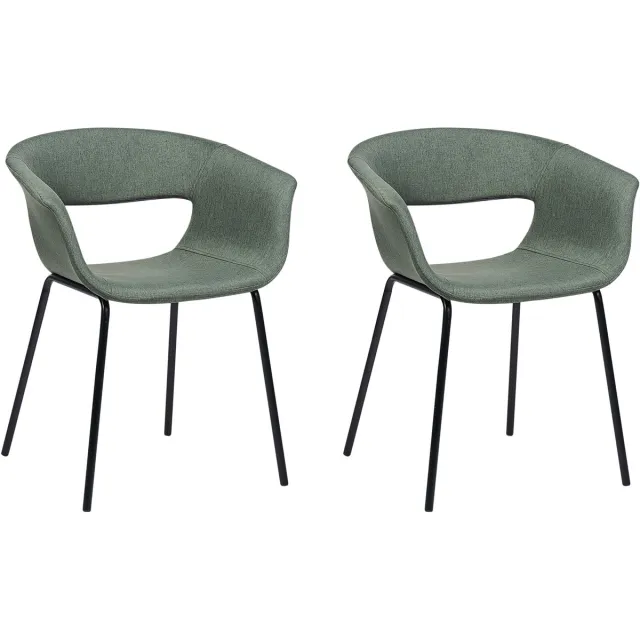 Beliani ELMA - Eetkamerstoelen set van 2 - Donkergroen - Polyester