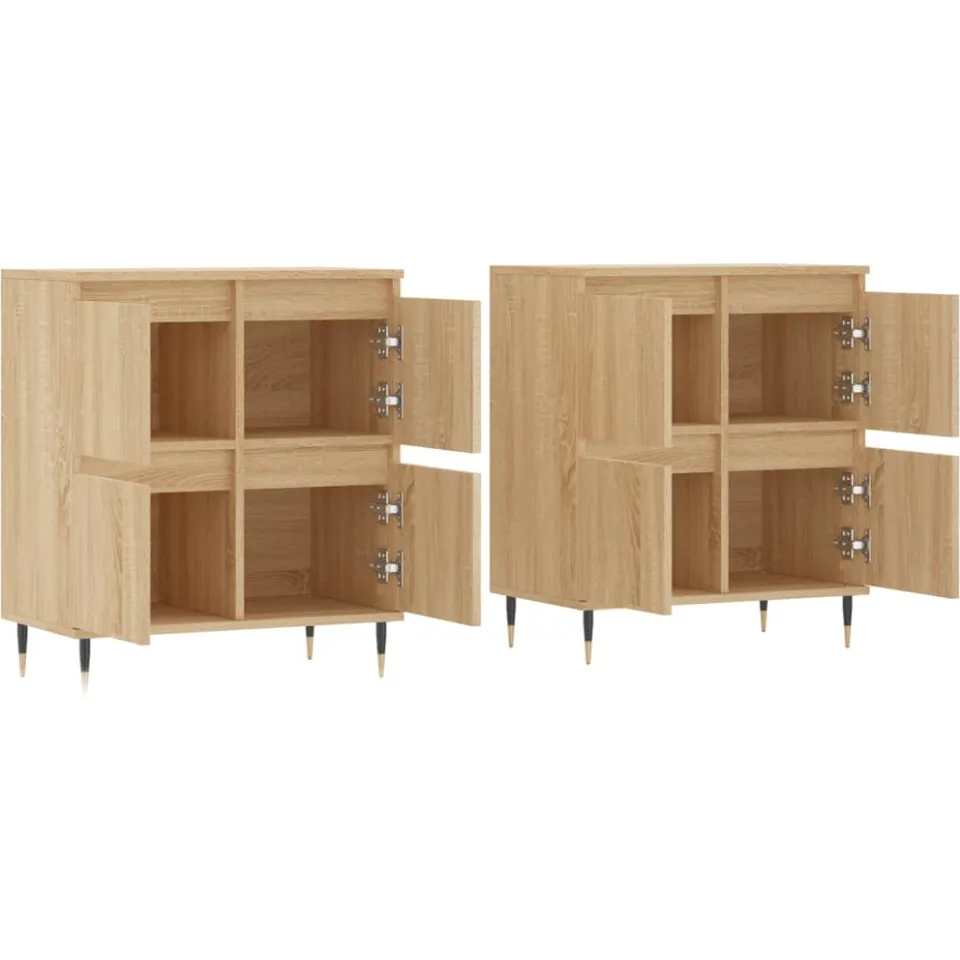 vidaXL Dressoirs 2 st bewerkt hout sonoma eikenkleurig Bruin