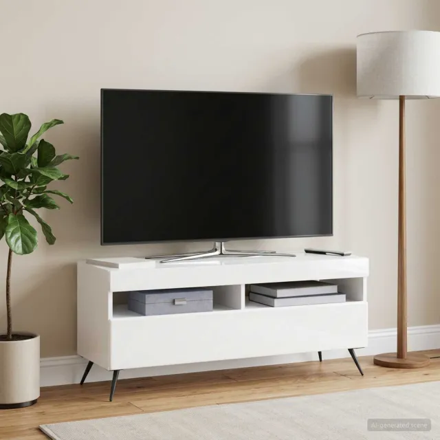 vidaXL LED tv-meubel Hoogglans Wit Bewerkt hout, foto 2