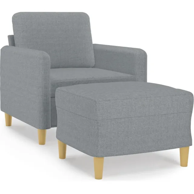 vidaXL Fauteuil - met - voetenbank - 60 - cm - stof - lichtgrijs