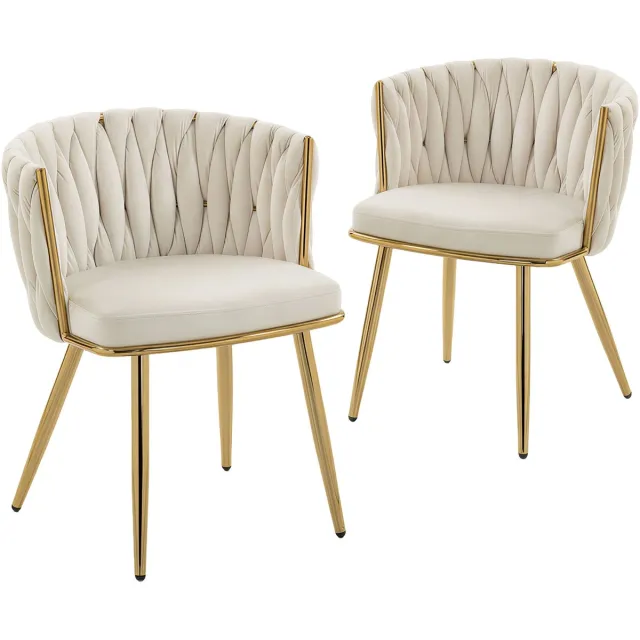 Homcom Eetkamerstoel-Fluweel (100% polyester)-57 x 58 x 72 cm-Crème