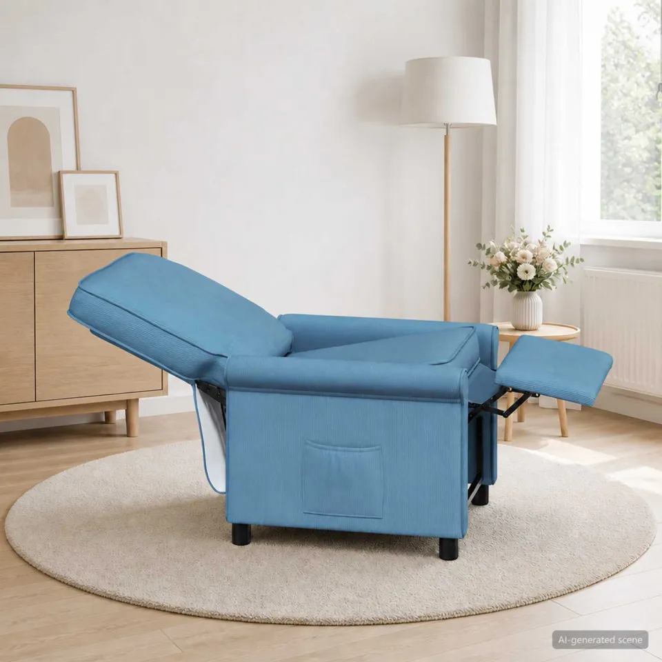 vidaXL Ligstoel Blauw 69 x 95 x 101 cm Stof, foto 3