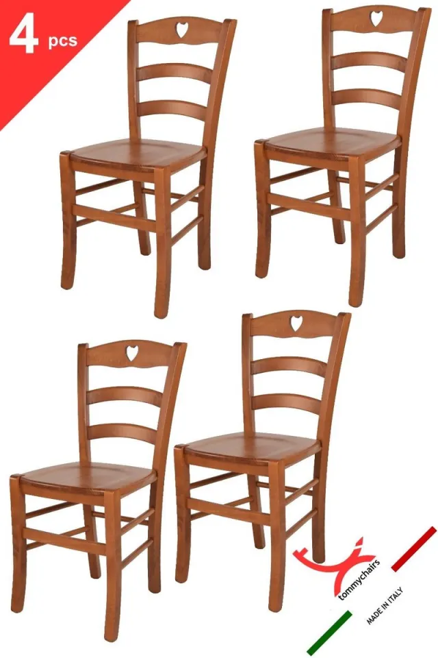 t m c s Tommychairs Cuore - Eetkamerstoelen - Set van 4 - Kersenhout