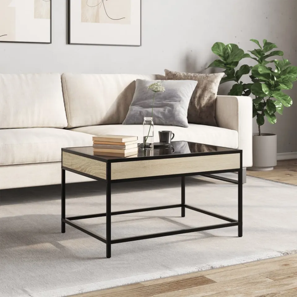 vidaXL Salontafel met Infinity LED 70x50x41 cm sonoma eikenkleurig, foto 4