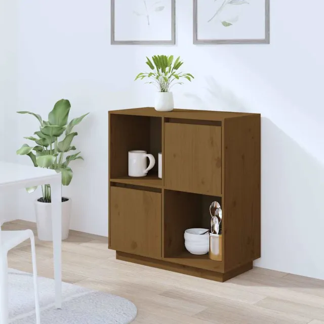 vidaXL Dressoir 74x35x80 cm massief grenenhout honingbruin bruin, foto 2