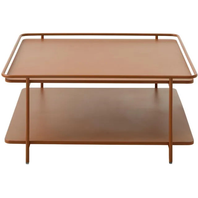 Nest of Nora Salontafel vierkant met onderblad 75x75 cm - Metaal - Terracotta industrieel