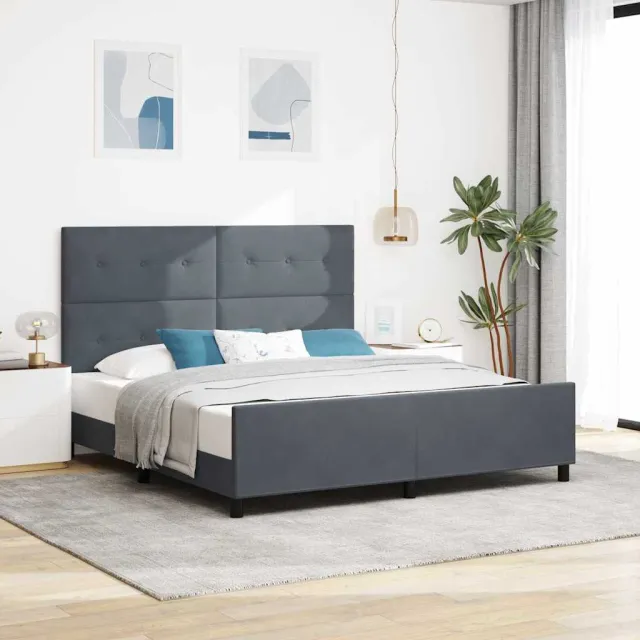 vidaXL Boxspringbed met hoofdeinde Donkergrijs 180 x 200 cm Fluweel