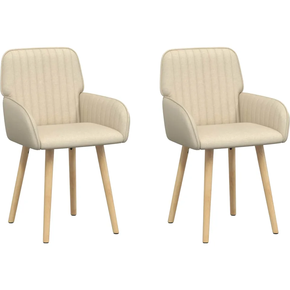 vidaXL Eettafelstoelen 2 st Stof Crèmekleurig 56,5 x 50 x 87,5 cm, foto 3