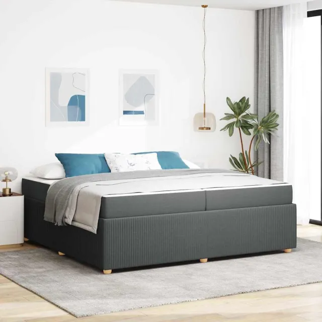 vidaXL Bedframe Donkergrijs 200 x 200 cm Stof