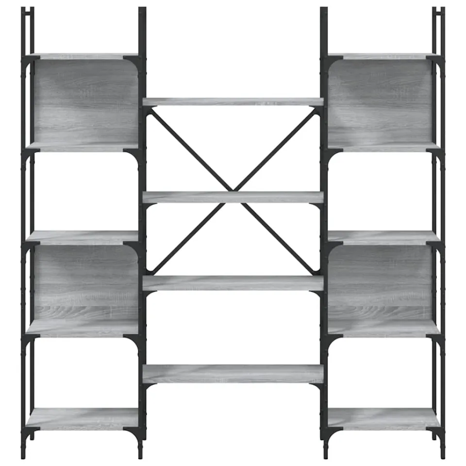 vidaXL Boekenkast 155,5x24x166,5 cm bewerkt hout grijs sonoma eiken, foto 4