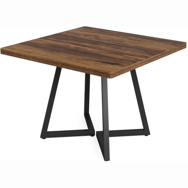 Hutjemutje eettafel - keukentafel - eetkamertafel voor 4 personen - metalen onderstel - 80 x 80 x 75 cm - industrieel design - bruin