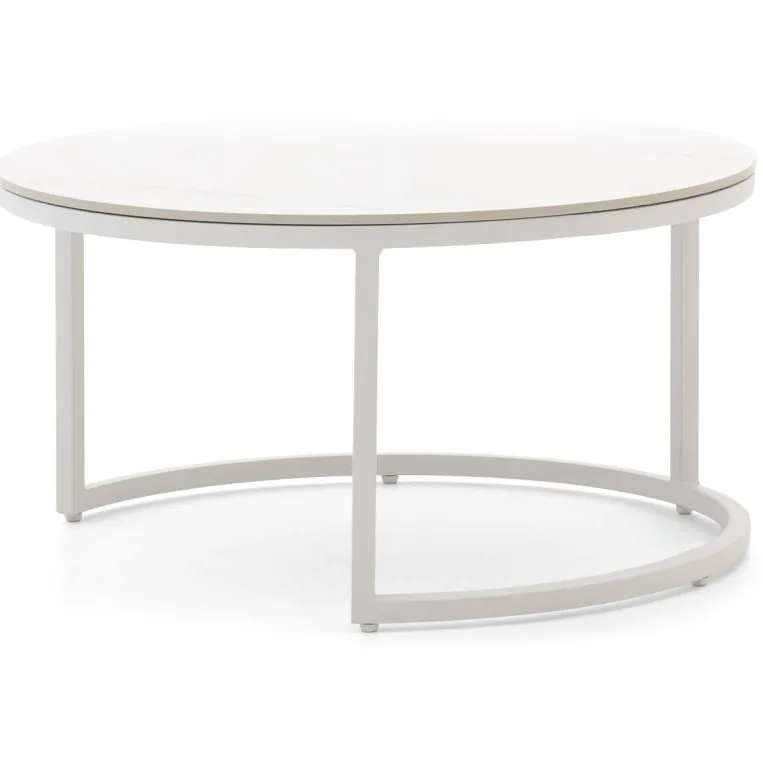 Bellagio tuinmeubelen Bellagio Oriago lounge tuintafelset ø85cm(h:45cm)/ø78cm (h:36cm) wit, foto 4