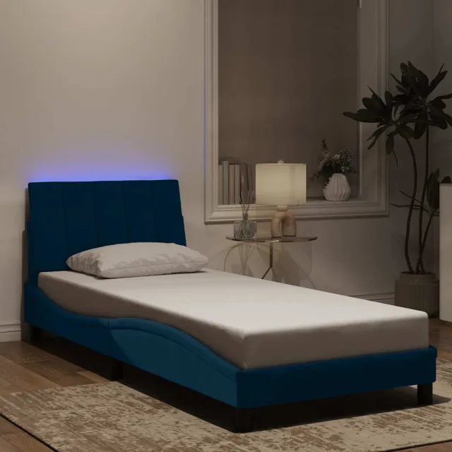 vidaXL Bedframe met LED zonder matras "Hanko" fluweel blauw 80x200 cm Roze