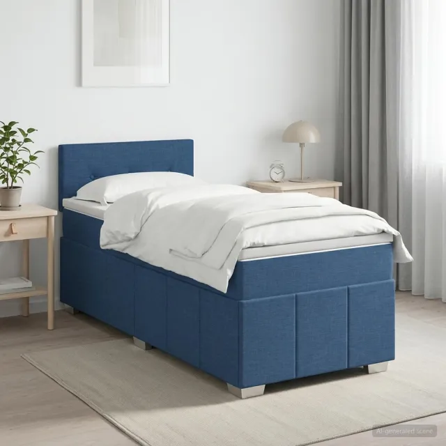 vidaXL Boxspringbed met matras met hoofdeinde Blauw 100 x 200 cm Stof