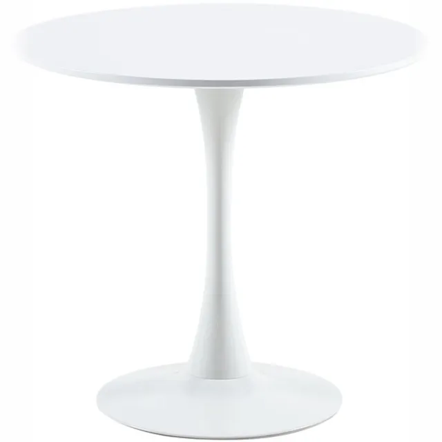 EGGREE Scandinavische moderne ronde eettafel - diameter 80 cm - Tweedelig bureaublad - wit