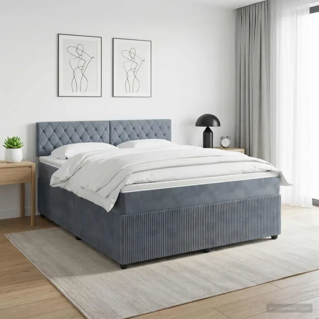 vidaXL Boxspringbed met matras Donkergrijs 140 x 200 cm Fluweel