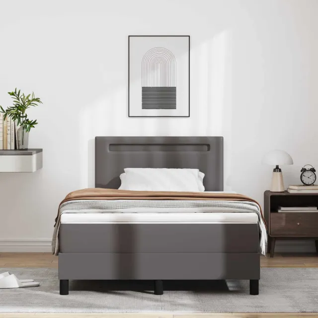 vidaXL Boxspringbed met matras Grijs 120 x 200 cm Kunstleer