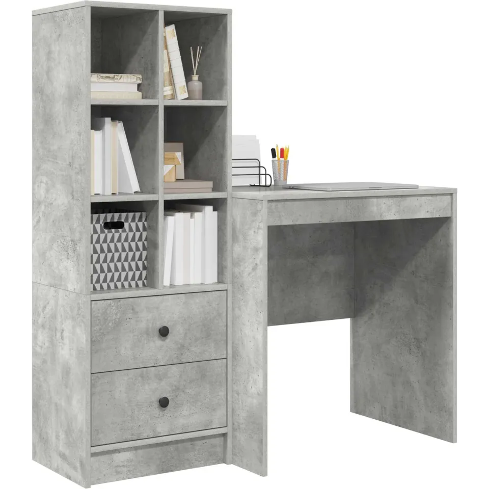 vidaXL Bureau Beton Grijs 115,5 x 50 x 127 cm 2 st