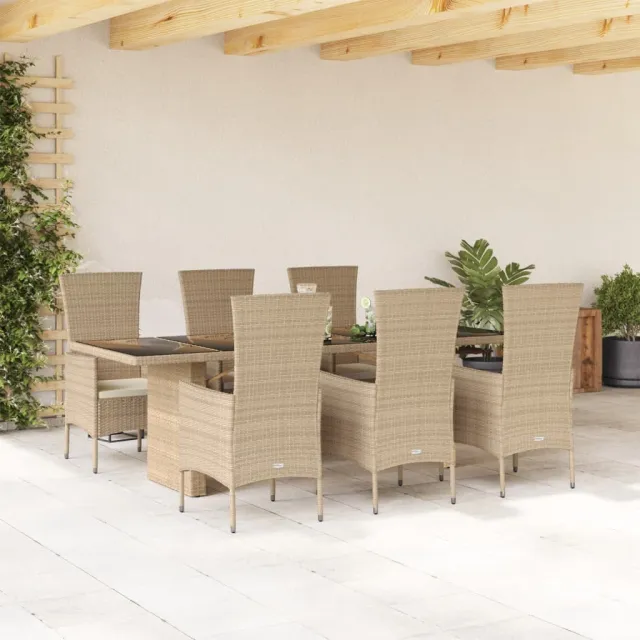 vidaXL 7-delige Tuinset met kussens poly rattan beige, foto 2