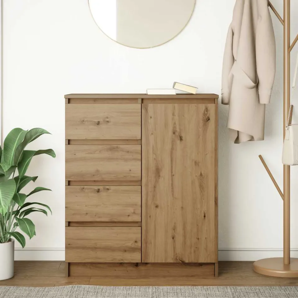 vidaXL Dressoir lades 71x35x84 cm spaanplaat artisanaal eikenkleurig, foto 2