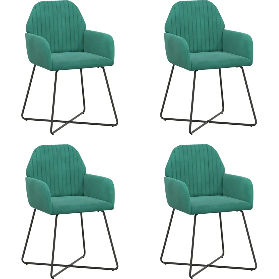 vidaXL Eettafelstoelen 4 st fluweel Turquoise 55 x 50 x 84 cm, foto 3