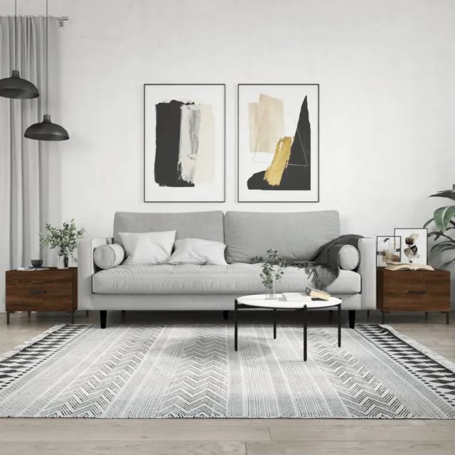 vidaXL Salontafels 2 st 50x50x40 cm bewerkt hout bruin eikenkleur, foto 2