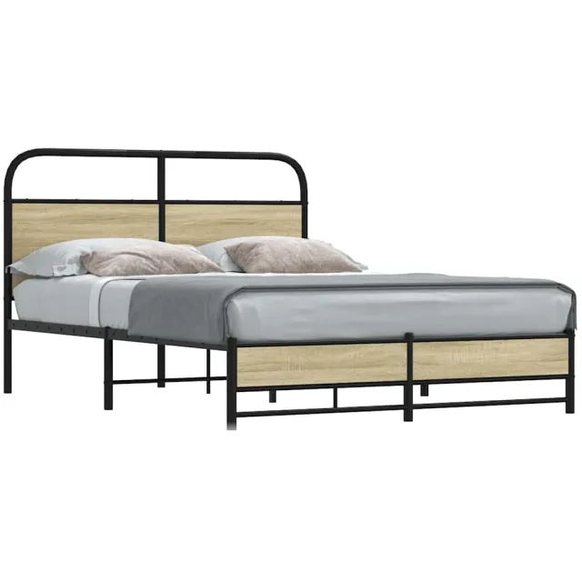 vidaXL Bedframe zonder matras bewerkt hout sonoma eikenkleur 120x200cm Bruin