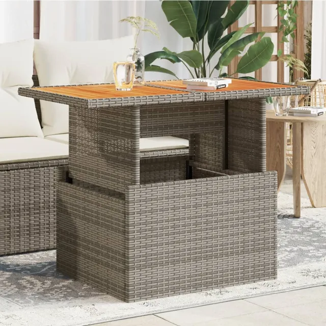 vidaXL Tuintafel 100x55x73 cm poly rattan en acaciahout grijs, foto 2