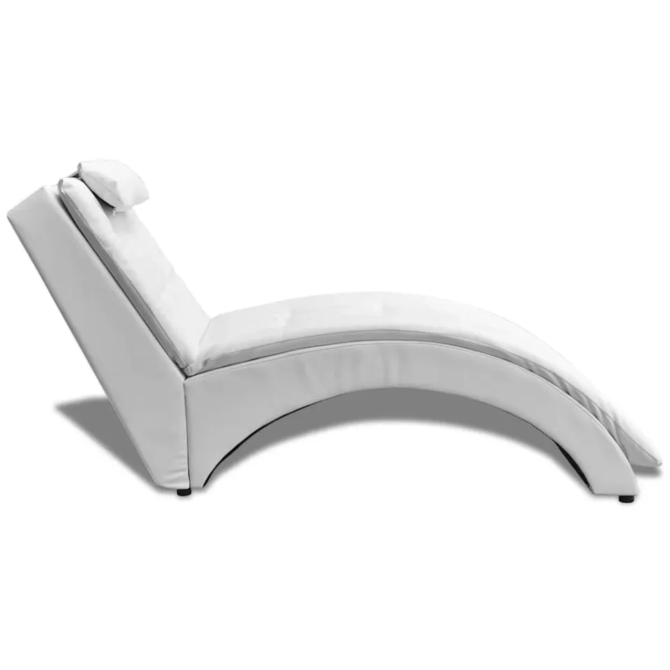 vidaXL Chaise longue met kussen kunstleer wit, foto 3