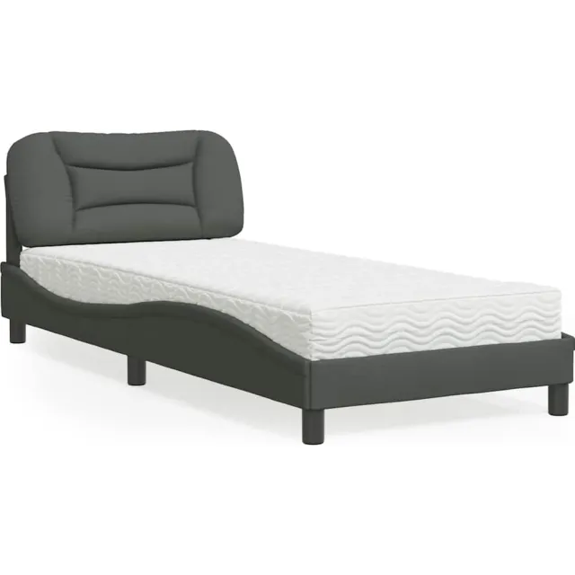vidaXL Bed met matras "Hvar" stof donkergrijs 90x190 cm