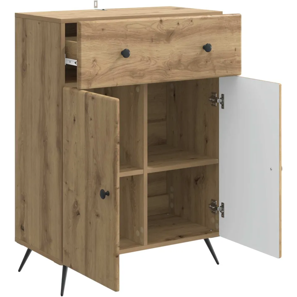 vidaXL Dressoir Artisanaal eiken 66 x 34,5 x 90 cm Bewerkt hout, foto 3