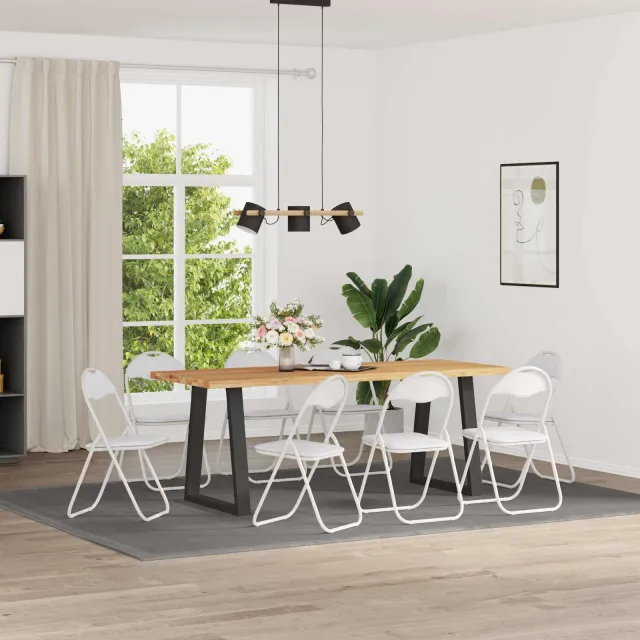 vidaXL Inklapbare stoel 8 st Nep Leer Wit 48 x 43,5 x 81 cm, foto 2