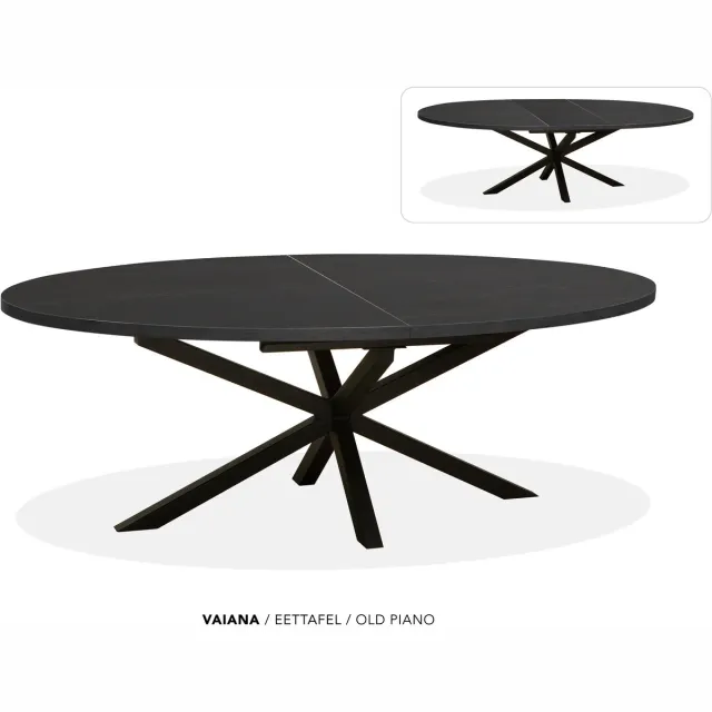Maxfurn Ovale uitschuiftafel 200/260 | Zeer krasvast | Kleur: Old Piano Old Piaono
