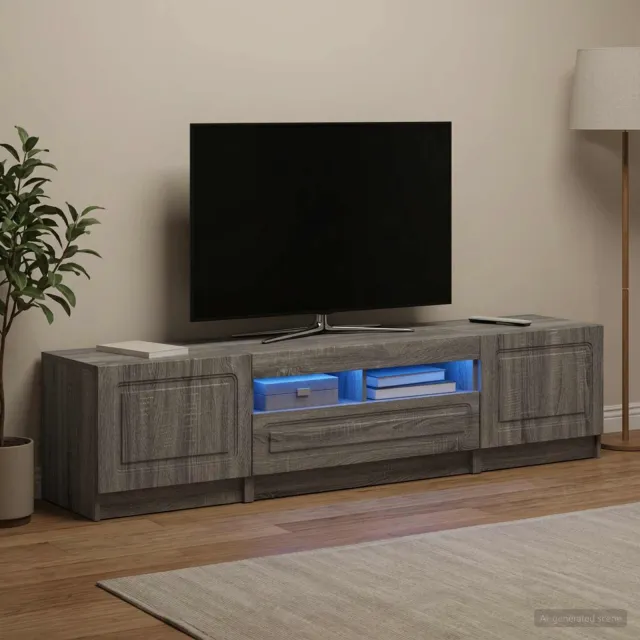 vidaXL LED tv-meubel UTRECHT 3 st Grijs Sonoma Bewerkt hout