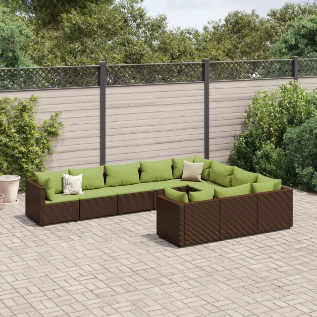 vidaXL 10-delige Loungeset met kussens poly rattan bruin, foto 2