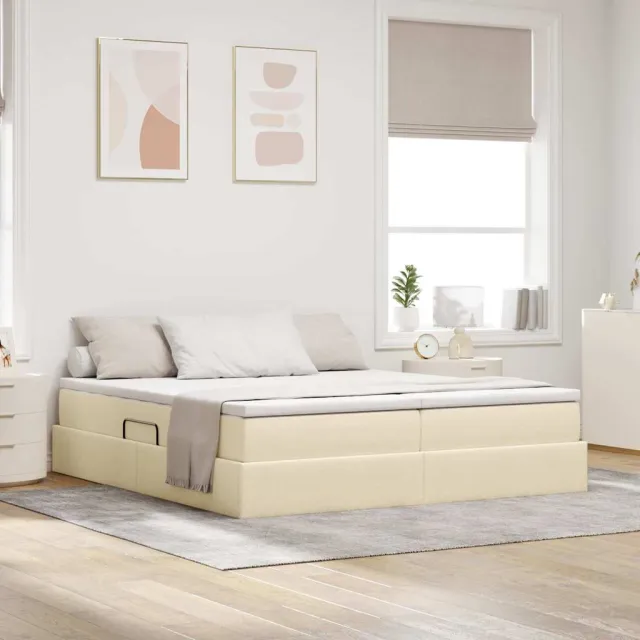 vidaXL Opbergbed met matras met matras Crème 180 x 200 cm Polyester