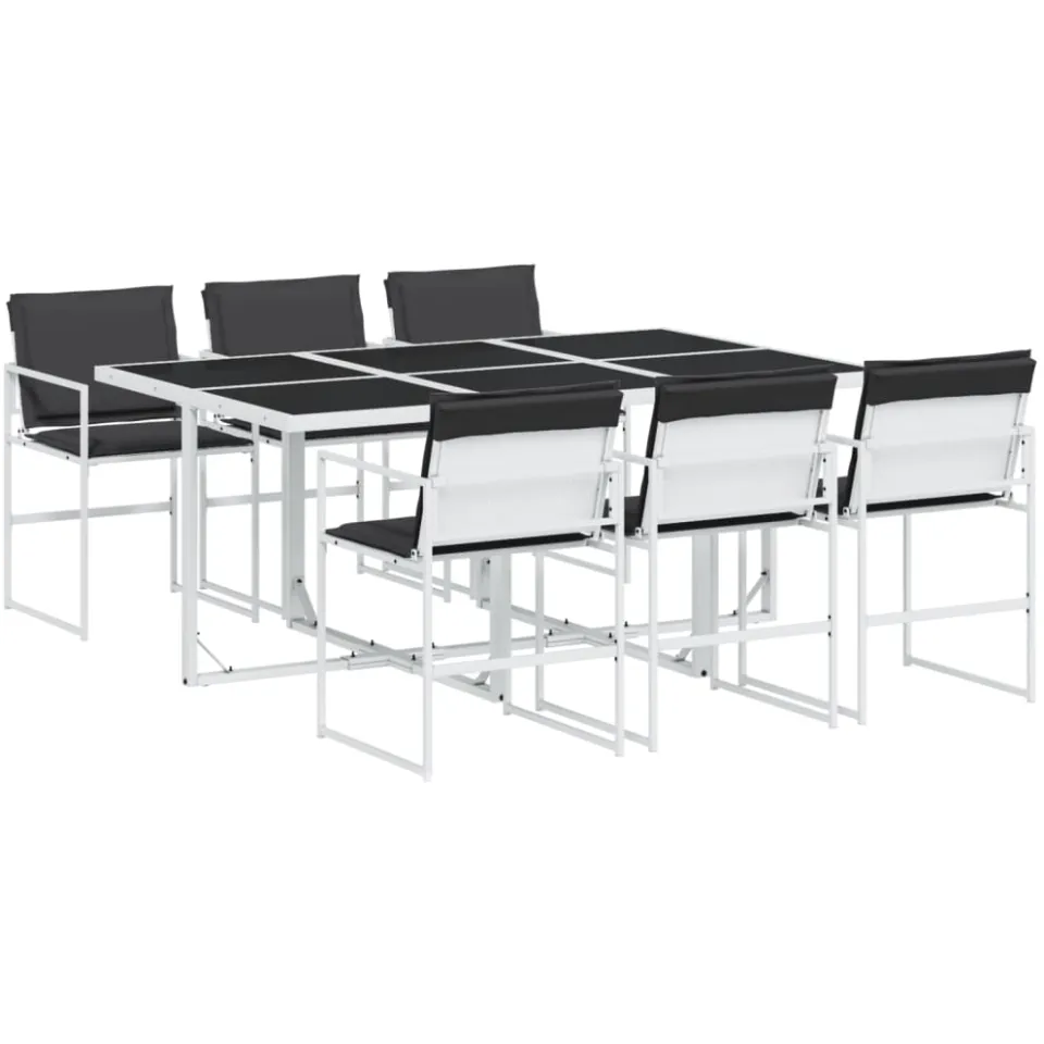 vidaXL 7-delige Tuinset met kussens textileen wit