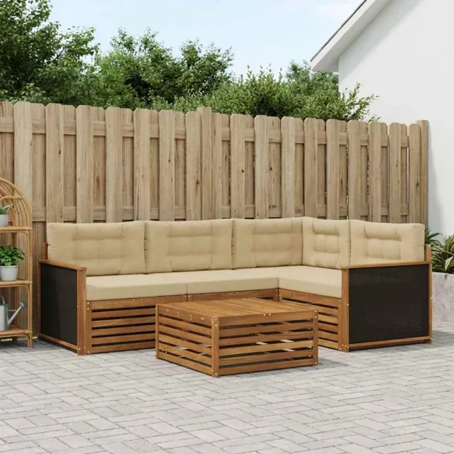 vidaXL Buiten bankenset 5 st 4-zits Natuurlijk en Beige