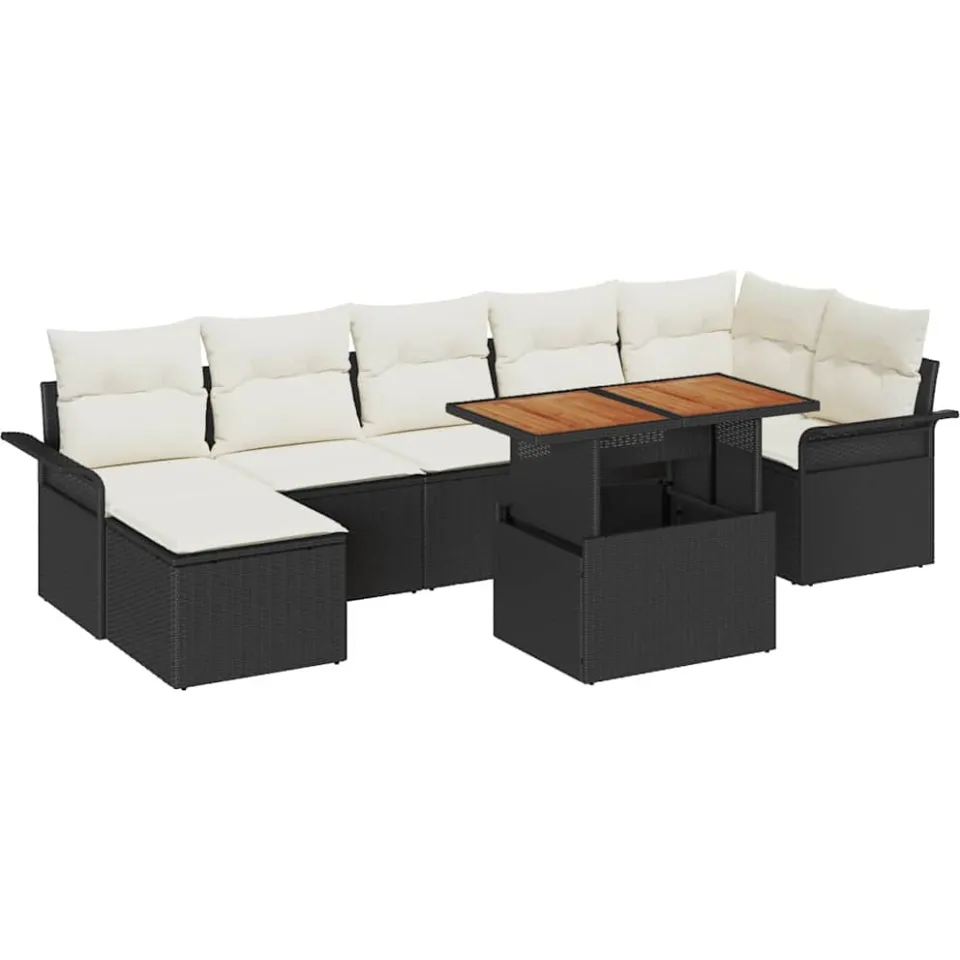 vidaXL Tuin Sofa Set 8 st Zwart Poly riet