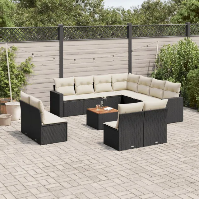 vidaXL 12-delige Loungeset met kussens poly rattan zwart, foto 2