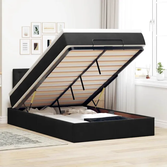 vidaXL Bed poef met matras 120x190 cm fluweel zwart