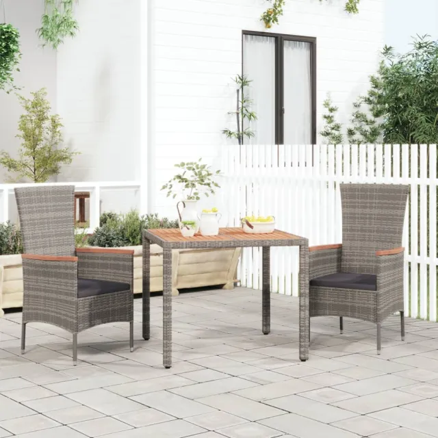 vidaXL Tuintafel met houten blad poly ratten en acaciahout grijs, foto 2