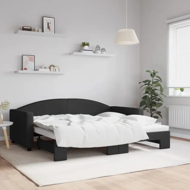 vidaXL Slaapbank met onderschuifbed 90x190 cm stof zwart
