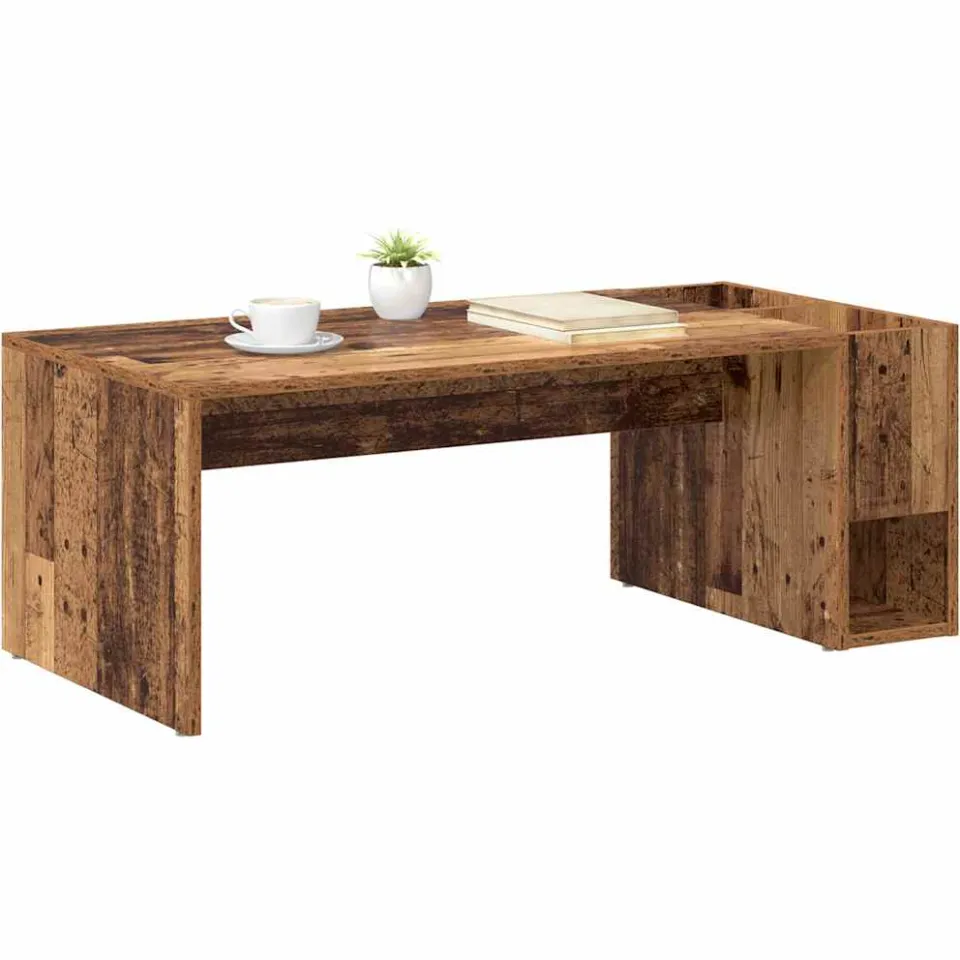 vidaXL Salontafel Oudhout 101,5 x 50 x 37 cm Bewerkt hout bruin, foto 2